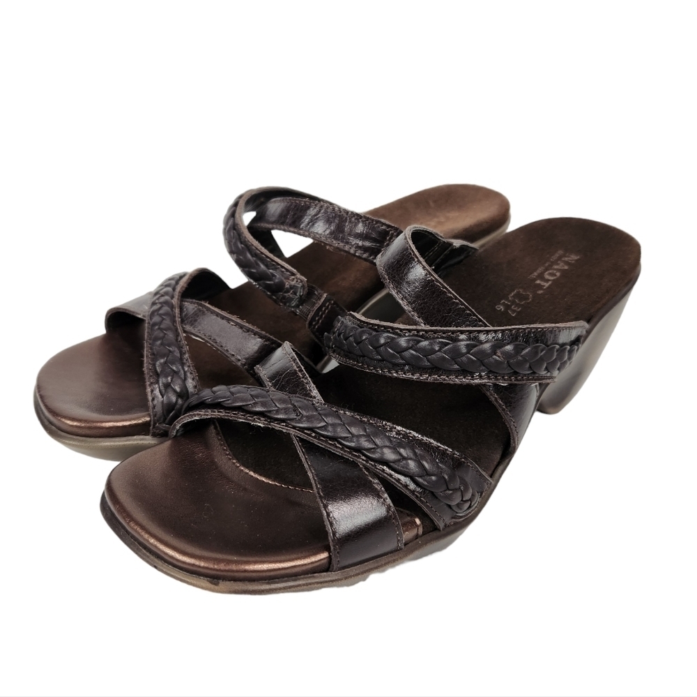 Naot Women's Dark Brown Braided Leather Slide Sandals np I’m